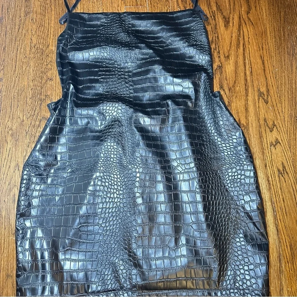 Fashion Nova Black Textured Crocodile Mini Dress - Picture 3 of 11